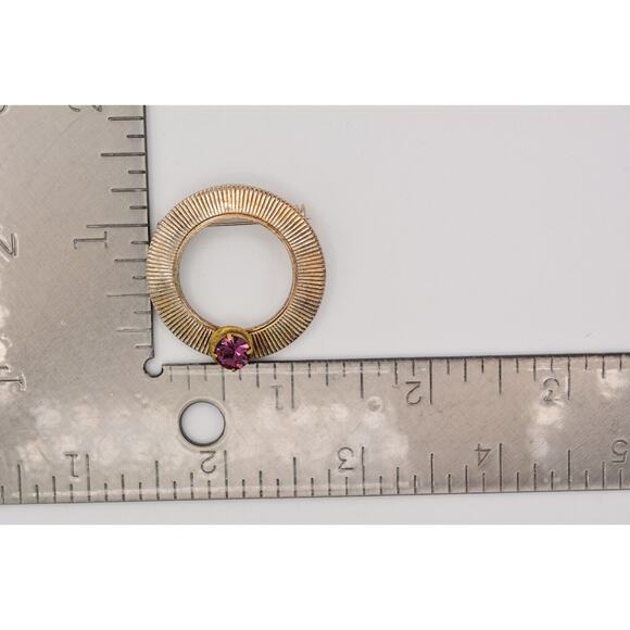 Vintage Round Pin Brooch Prong Purple Rhinestone Crystal Bin1 - Picture 12 of 12